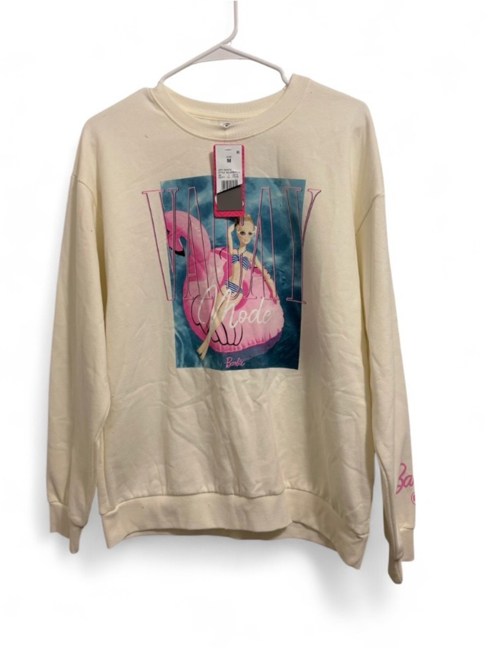 Barbie Cream Graphic 'Vacay' Pullover Sweatshirt